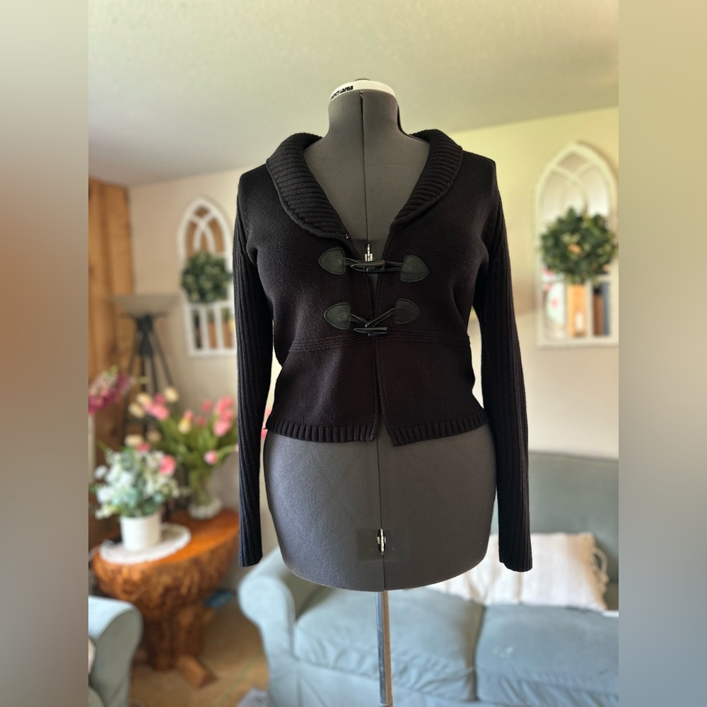Jones New York Black Toggle Petite Cardigan